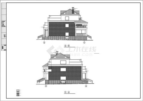 某市郊中式古典多层别墅建筑方案设计施工cad图纸别墅建筑土木在线