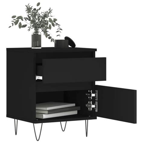 Table De Chevet Noir X X Cm Bois Ding Nierie Salalis Dp