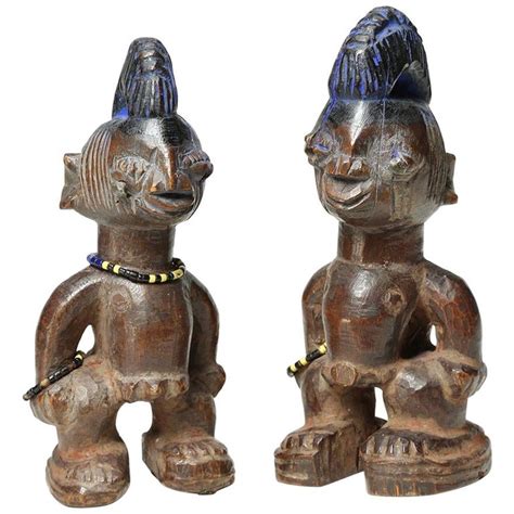 Matching Pair Of Yoruba Twin Figures Ibeji Nigeria African Tribal Art