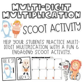 Multi Digit Multiplication Scoot Task Cards Answer Sheets By