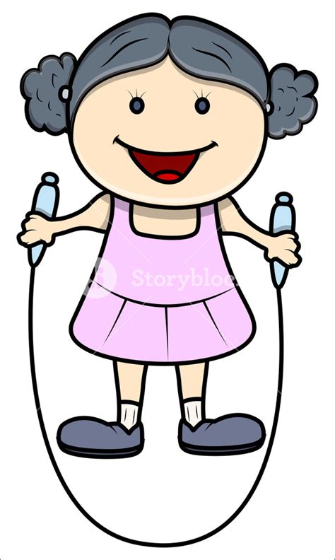 Girl Skipping Rope Vector Cartoon Illustration Royalty Free Stock