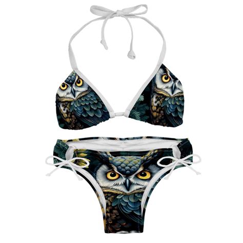 Owl Swim Suit Women Bikini Set Detachable Sponge Adjustable Strap Two