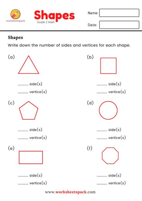 Sides And Vertices Worksheet Grade 2 Math Worksheetspack