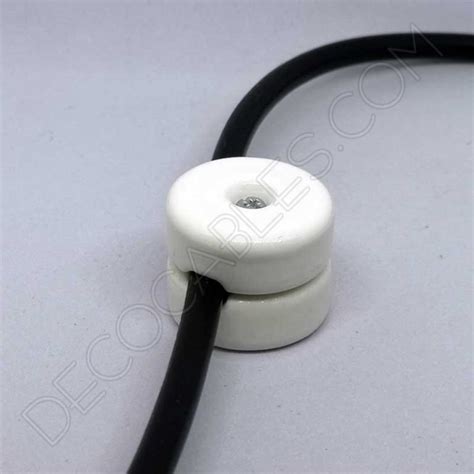 Aislador De Porcelana Blanco Para Cable Redondo Textil O De Silicona