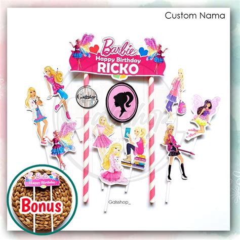 Jual Custom Nama Foto Toppercake Plus Barbie Hiasan Kue Cake