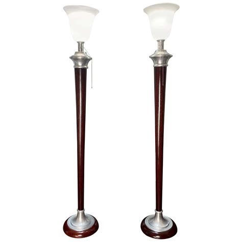 1930s Art Deco Mazda Floor Lamps With Original Stamp Pair Of Torchiere Lamps For Sale At