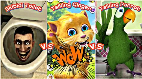 Skibidi Toilet Vs Talking Ginger Vs Talking Parrot Who Is Best 👌 🤣 Tom The Singer Youtube