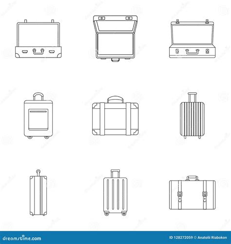 Sistema Del Icono Del Bolso Del Viaje Estilo Del Esquema Ilustraci N