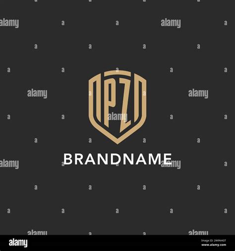 Luxury PZ Logo Monogram Shield Shape Monoline Style With Gold Color And