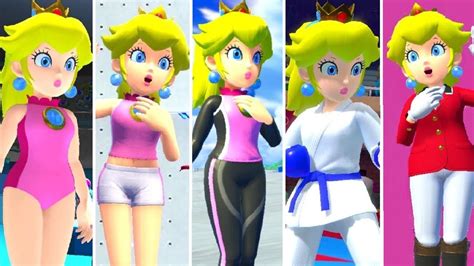 All Peach Costumes In Mario And Sonic At The Tokyo 2020 Olympic Games Youtube