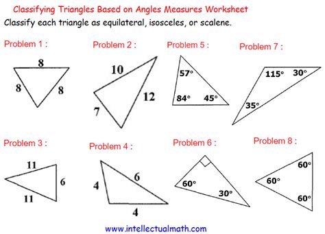 Classifying Triangles Based On Angles Measures Worksheet