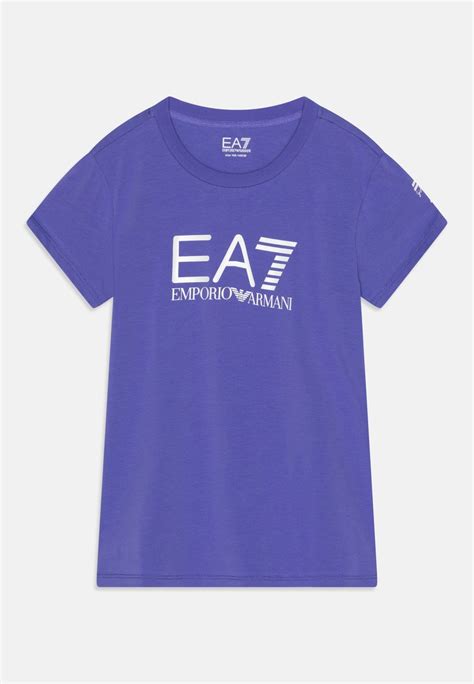 Ea7 Emporio Armani T Shirt Print Blue Navy Chiaro Lila Zalando De