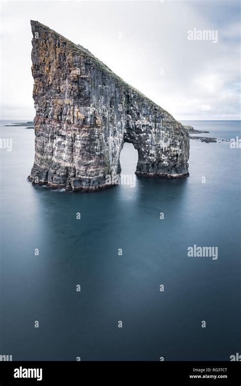 Drangarnir Sea Stacks Faroe Islands Landscape Wild Europe Stock