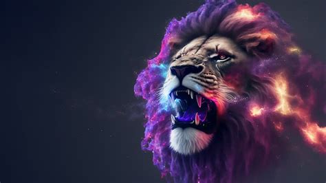 HD wallpaper: AI art, lion, purple, glowing | Wallpaper Flare