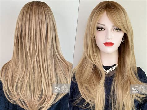 Ash Blonde Ombre Straight Wig With Bangs Her Wig Closet Ginevra Etsy
