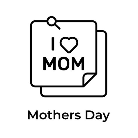 Unique And Trendy Mothers Day Icon Design I Love Mom On Sticky Notes