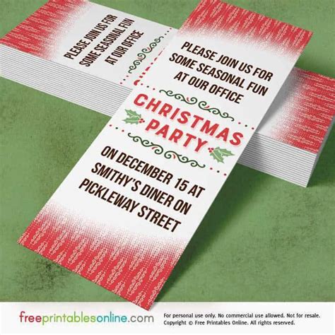 Holly Red Printable Office Christmas Party Invitations Free