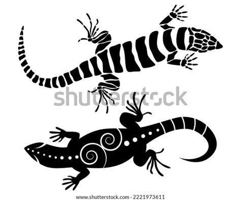 Black Spotted Lizard Tattoo Vector Illustration Stock Vector (Royalty Free) 2221973611 ...