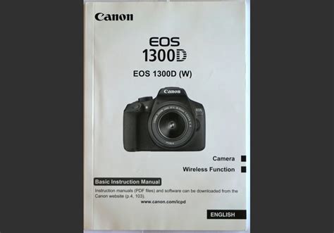 Canon Eos 1300d Basic Instruction User Manual Original