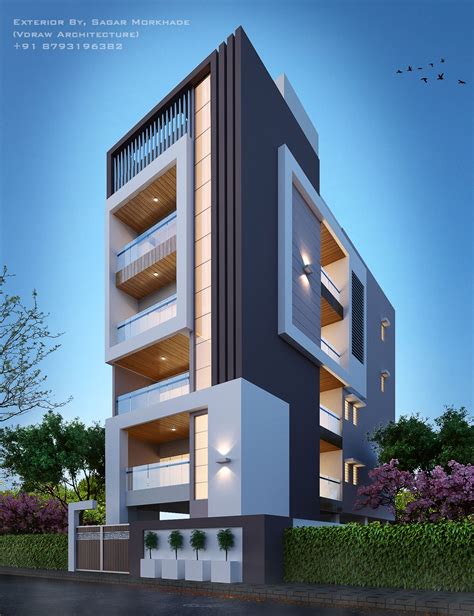 Modern Residential Flat scheme Exterior By, Ar.Sagar Morkhade (Vdraw Architecture) +91 ...