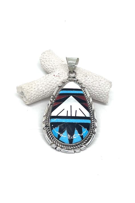 Zuni Mosaic Inlay Pendant – Silver Eagle Gallery