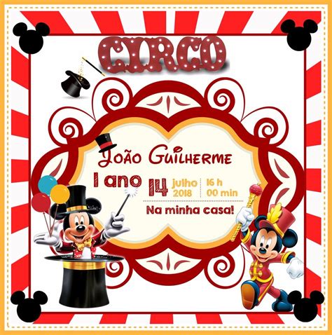 Arte Convite Digital Mickey Circo R 18 00 Em Mercado Livre