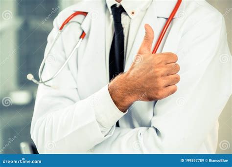 Doctor Showing Thumbs Up In The Hospital Stock Image Image Of