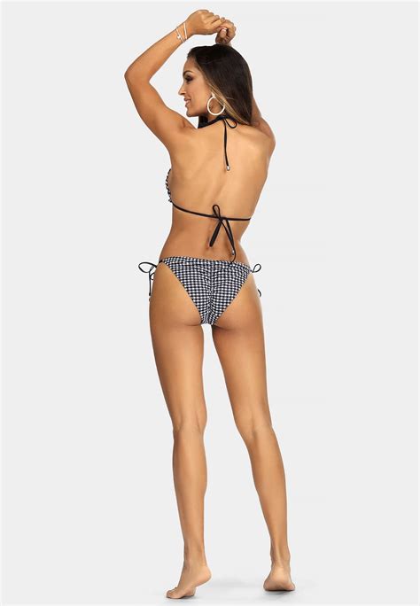 Wiązane majtki od bikini z ozdobnym marszczonym tyłem FD A Sklep Feba