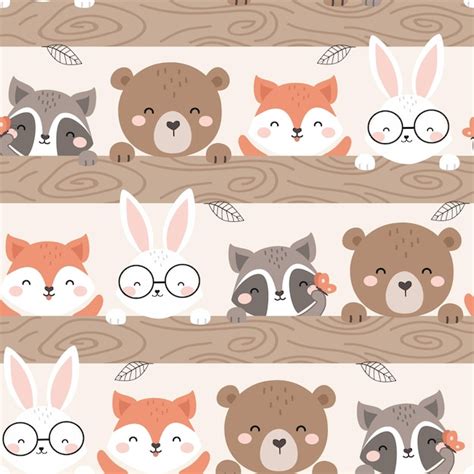 Mod Le Sans Couture Mignon Animaux Des Bois Fond D Animaux De Dessin