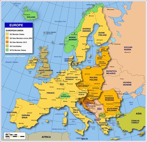 Western Europe Road Map Map Of Europe Member States Of the Eu Nations ...