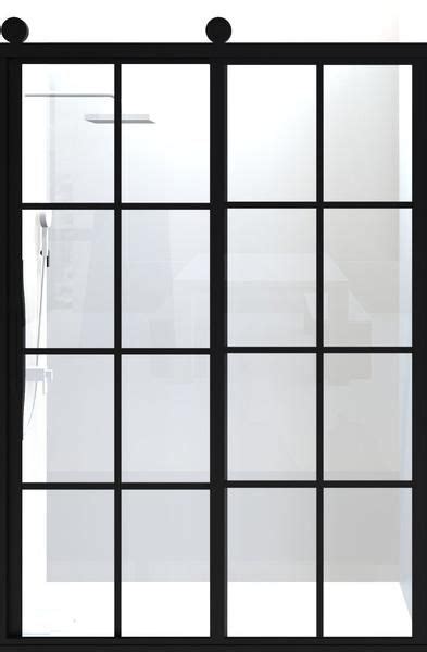 Gridscape Gs Eclipse Sliding Shower Door In Black With Clear Glass