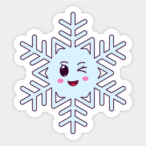 Cartoon Kawaii Snowflake With Winking Face By Dmitrymayer Snowflake