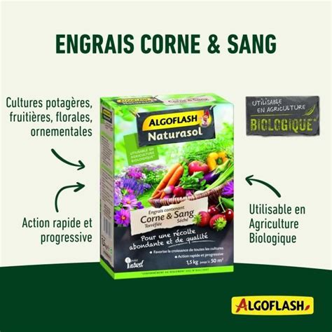 ALGOFLASH NATURASOL Engrais corne torréfiée et sang séché 1 5kg