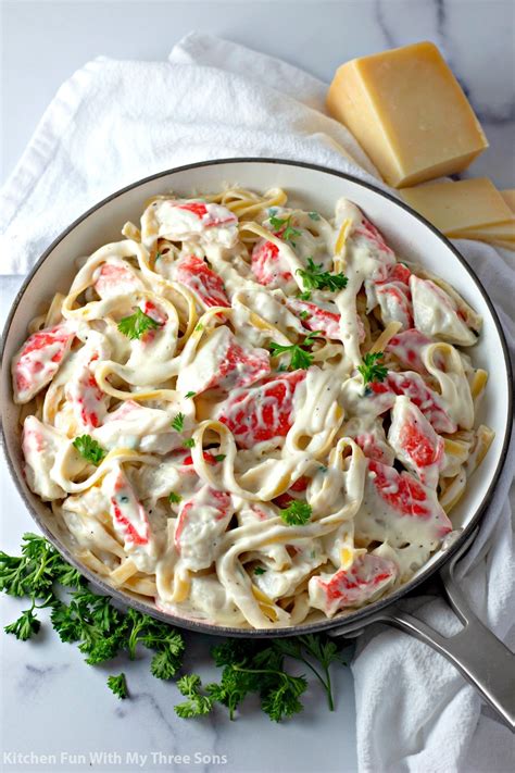 Creamy Crab Fettuccine Alfredo Recipe Kitchen Fun With My 3 Sons