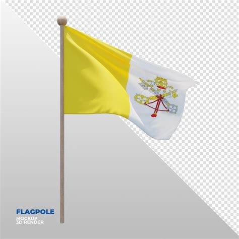 Premium Psd Realistic 3d Textured Flagpole Flag Of Vatican City