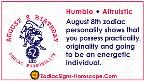 August 8 Zodiac (Leo) Horoscope Birthday Personality and Lucky Things | ZSH