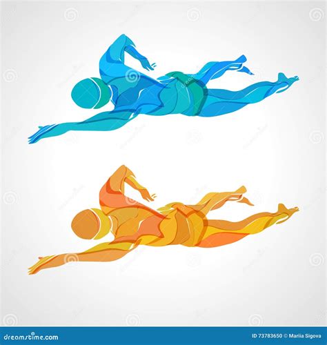 Freestyle Swimmer Color Silhouette Sport Swimming Athlete Stock Vector