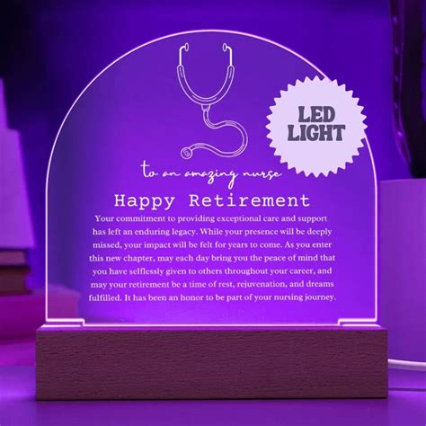 Nurse Retirement T Led Acrylic Arch Retirement Plaque Appreciation