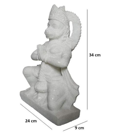 Vintage Bihar White Marble Lord Hanuman Statues For Worship Size