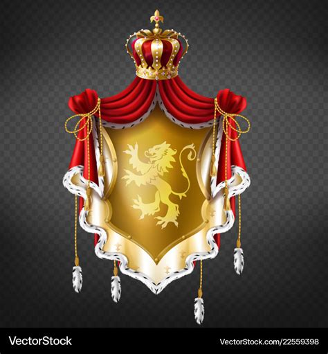 Golden Royal Coat Of Arms With Crown Royalty Free Vector