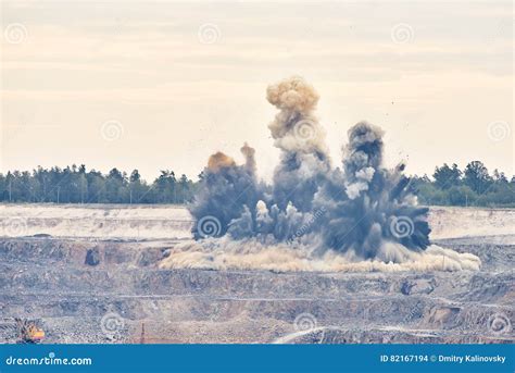 Explosion Blast In Open Cast Mining Quarry Mine Stock Photo Image Of