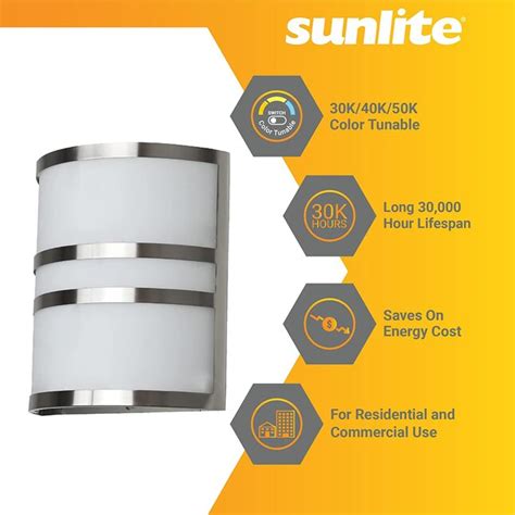 Sunlite 712 In H Brushed Nickel Integrated Led Outdoor Wall Light In