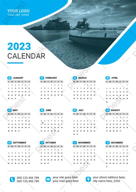 Gambar Desain Template Kalender Dinding Tahun Baru Yang Penuh