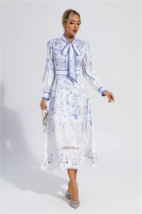 Oaklyn White Long Sleeve Floral Maxi Dress