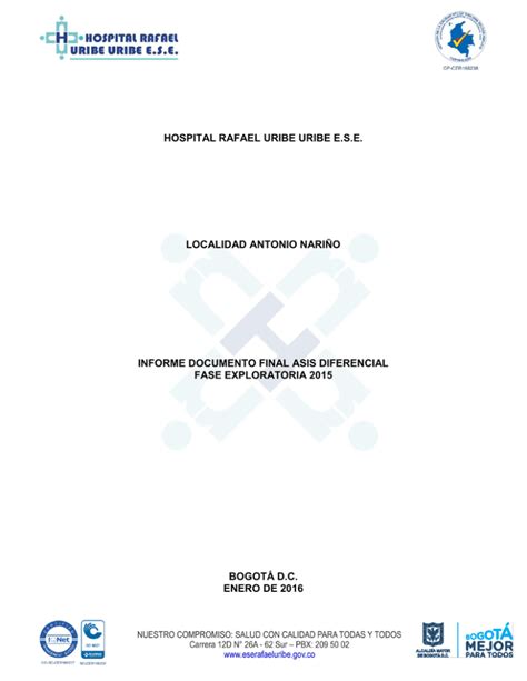Hospital Rafael Uribe Uribe Ese Localidad Antonio Nari O Informe