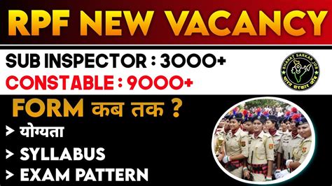 RPF New Vacancy 2024 RPF SI Constable Syllabus Exam Pattern