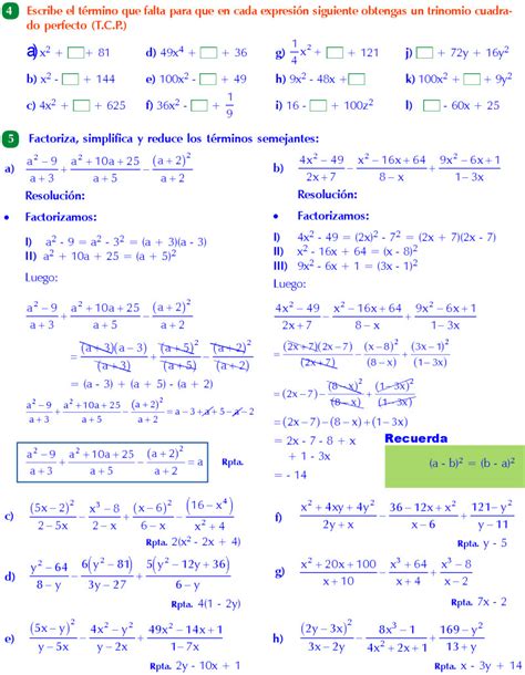 Factorizacion De Un Trinomio Cuadrado Perfecto Ejercicios Resueltos