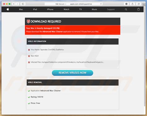 Oszustwo Pop Up Apple Shield Guard Live Mac Instrukcje Usuwania