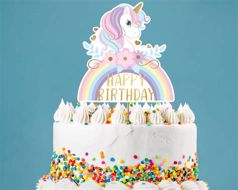 Printable Unicorn Cake Topper Printable Instant Download Etsy