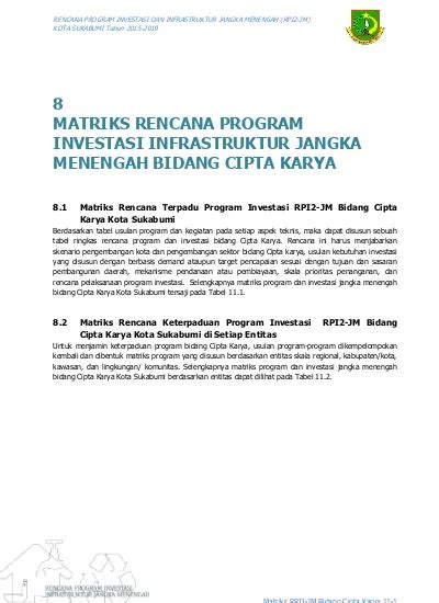 Matriks Rencana Program Investasi Infrastruktur Jangka Menengah